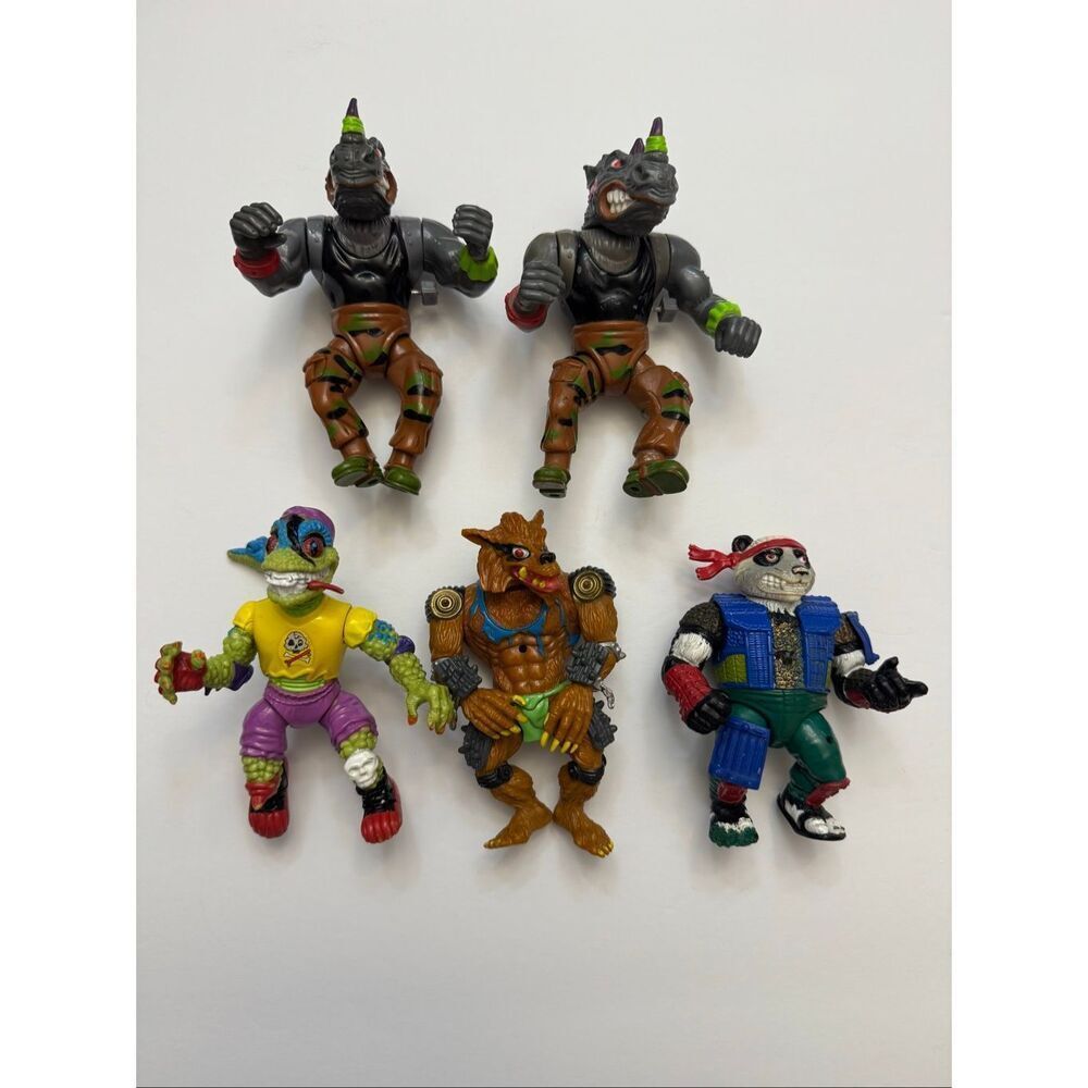 TMNT Villains Lot of 5 Rocksteady Rahzar Panda Khan Mondo Gecko Vintage 90s READ